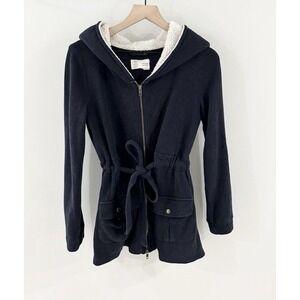 Anthropologie Saturday Sunday Longer Jacket Hoodie Navy Size Large Pockets